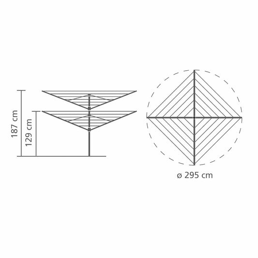 Brabantia Lift-O-Matic Rotary Airer 50m with Ground Spike & Protective Cover