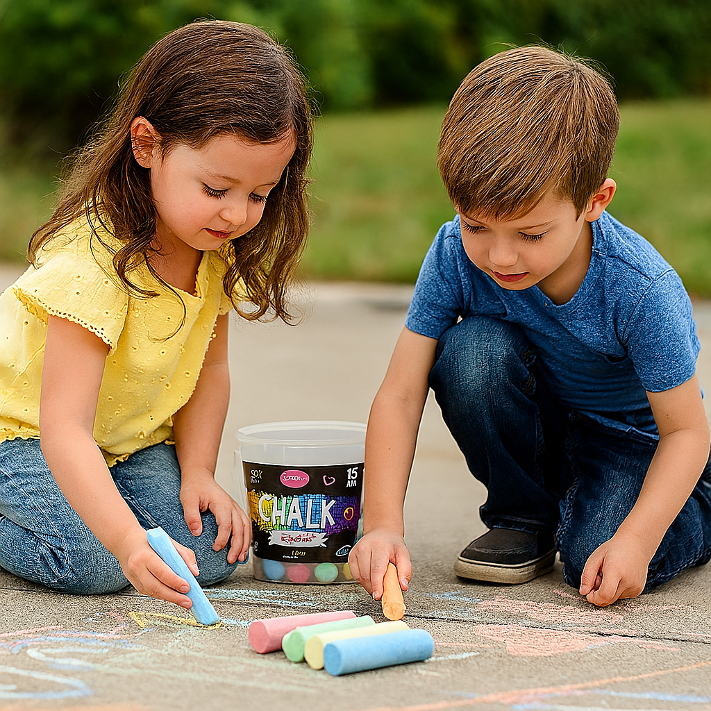Playground Jumbo Chalk Tub | 15 Coloured Pieces | Outdoor Drawing & Crafts