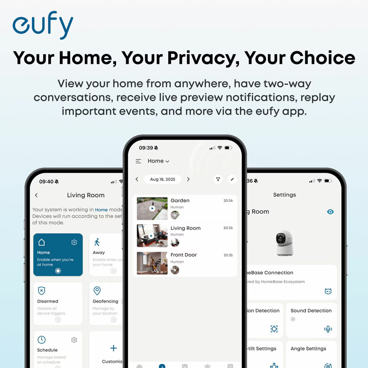 eufy C220 2K Pan-Tilt Smart Indoor Camera 3 Pack - No Monthly Fees