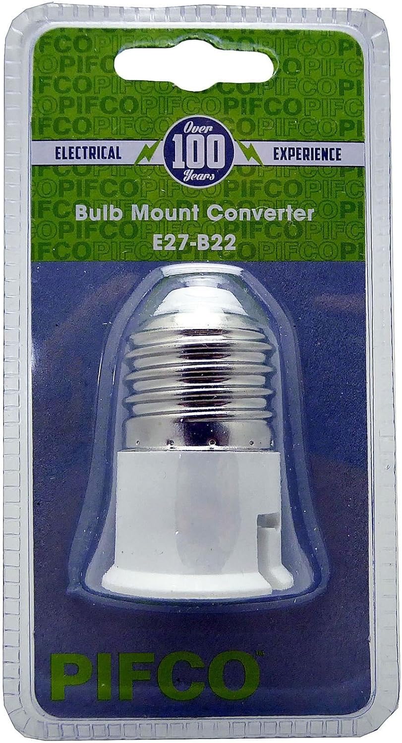 PIFCO E27 to B22 Bulb Socket Adapter | Edison Screw to Bayonet Cap Converter | Tabletop Mount