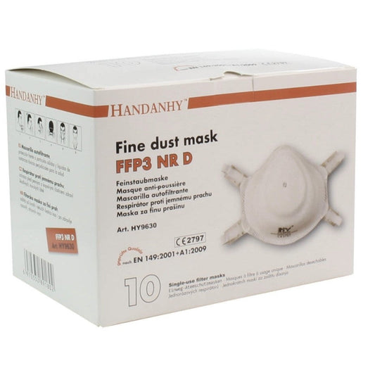 Fine Filter Disposable FFP3 Dust Mask | Box of 10 | Construction & Site Safety
