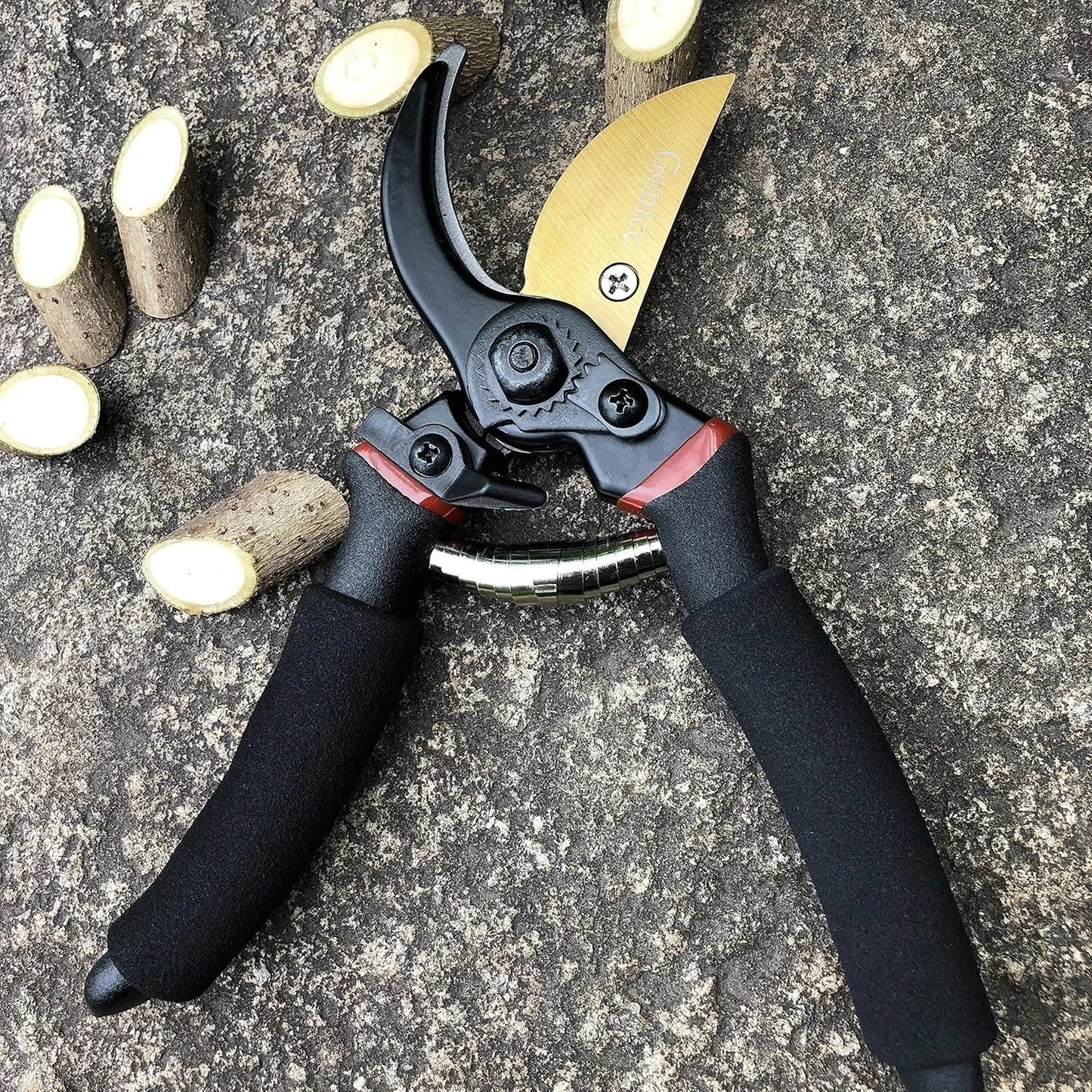 Gonicc 8" Professional Bypass Secateurs | Titanium Blade | Ergonomic Non-Slip Handles | Pruning Shears