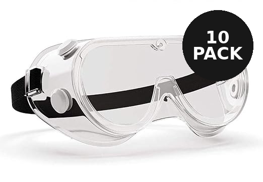 Manissa Sealed Safety Goggles | Anti-Fog | Pack of 10 | CE EN 166 Certified