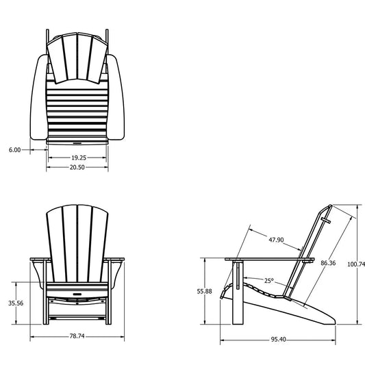 Leisure Line Adirondack Faux Wood Garden Chair in Grey