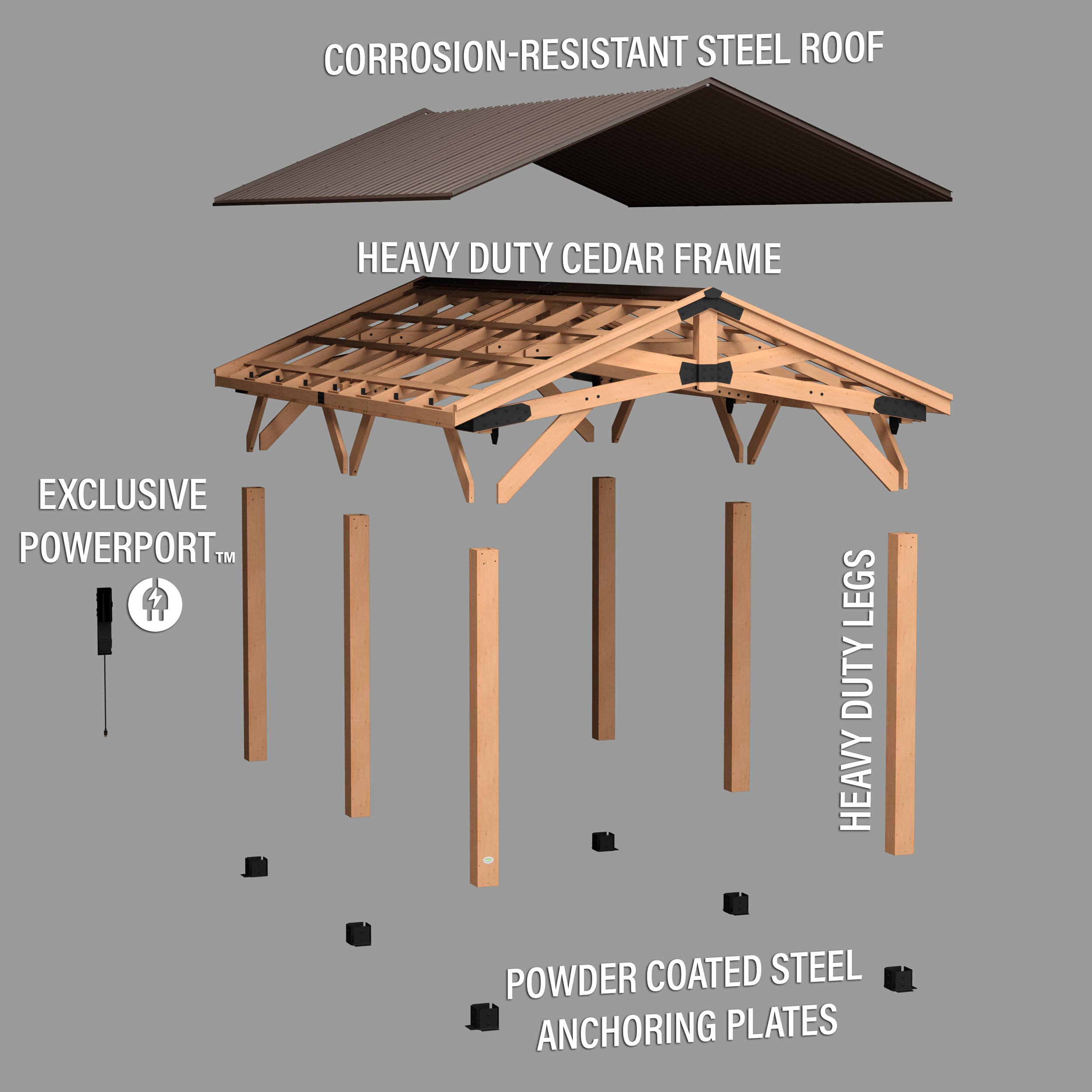 6.1m x 3.7m (20ft x 12ft) Norwood Gazebo/Carport