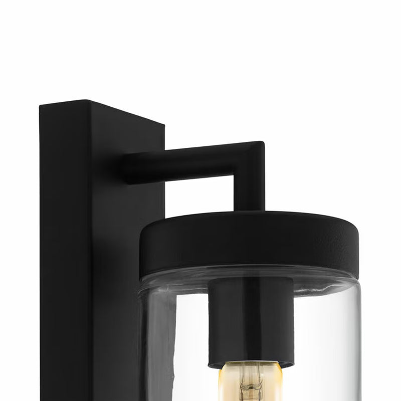 Bovolone Exterior Wall Light | 1-Light | IP44 | E27 | Black | Clear Glass