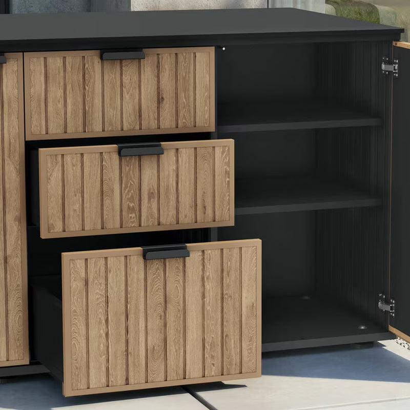 Keter Compact Outdoor Garden Kitchen | HPL Countertop | Sink | 3 Drawers | Fridge Space