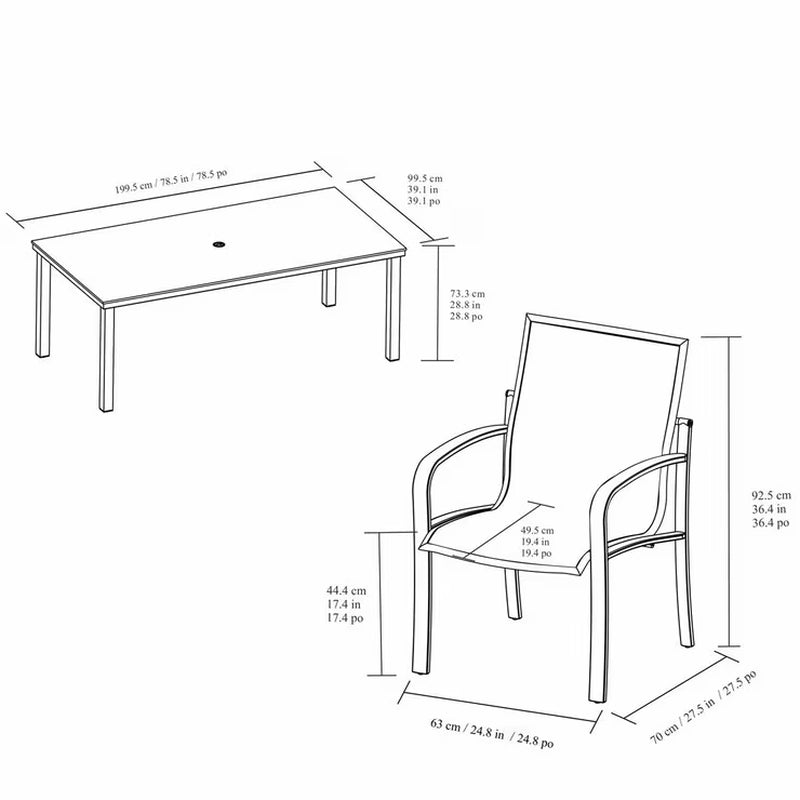 Agio Maxwell 7-Piece Sling Dining Set + Cover | Sintered Stone Table | Phifertex Sling Chairs | Rust-Resistant Aluminium