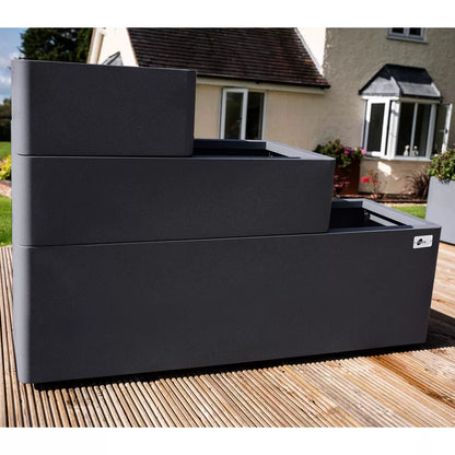 Stone Garden Hanbury 3-Tier Stackable Steel Planter Set in Green or Grey
