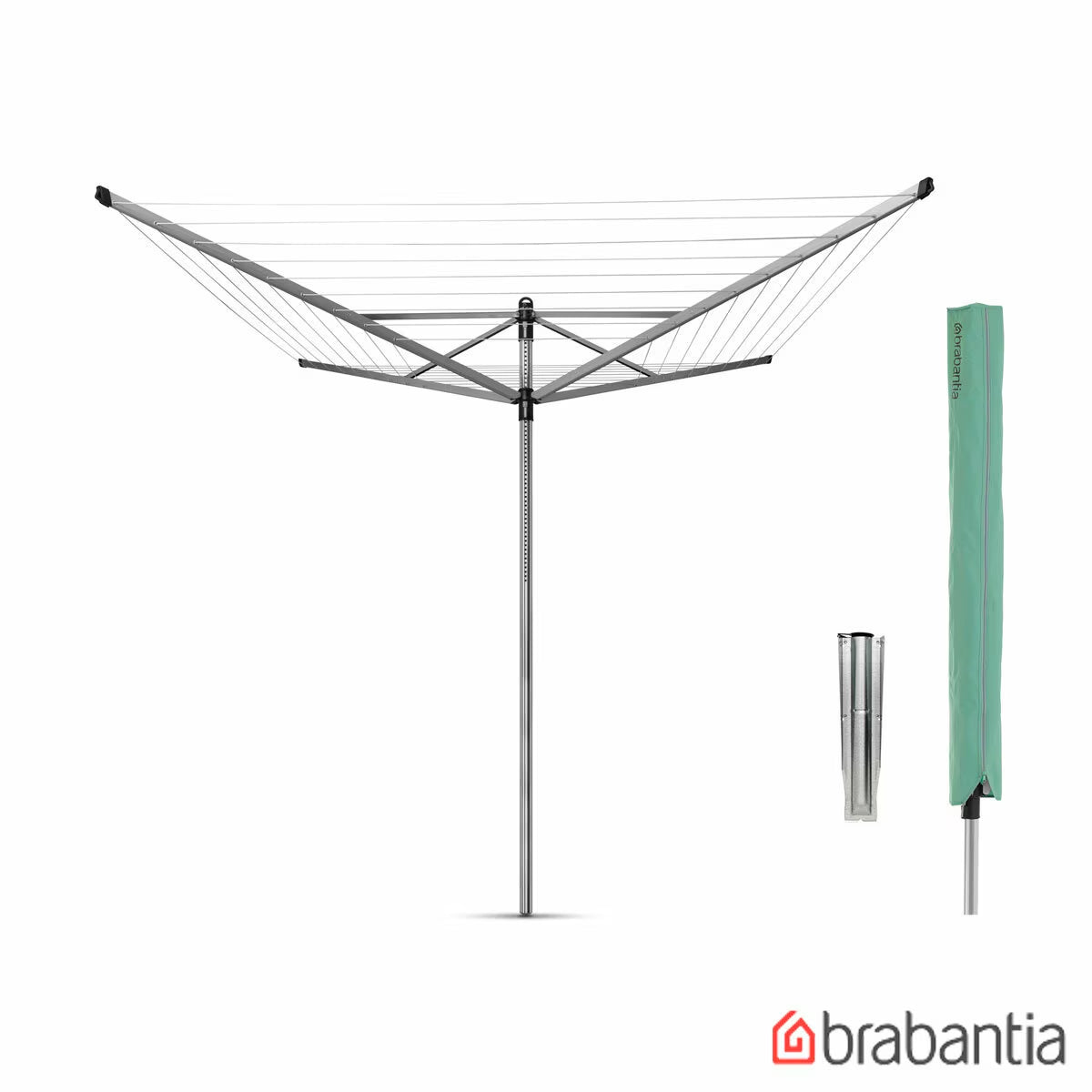 Brabantia Lift-O-Matic Rotary Airer 50m with Ground Spike & Protective Cover