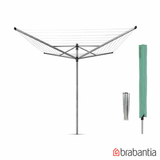 Brabantia Lift-O-Matic Rotary Airer 50m with Ground Spike & Protective Cover