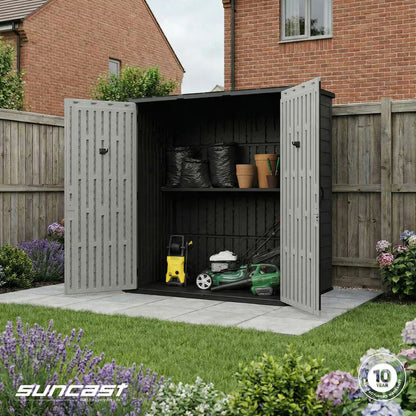Suncast Extra Large Vertical Storage Shed | 3,000 Litre | UV-Protected Resin | Padlockable | H197 x W179 x D112cm