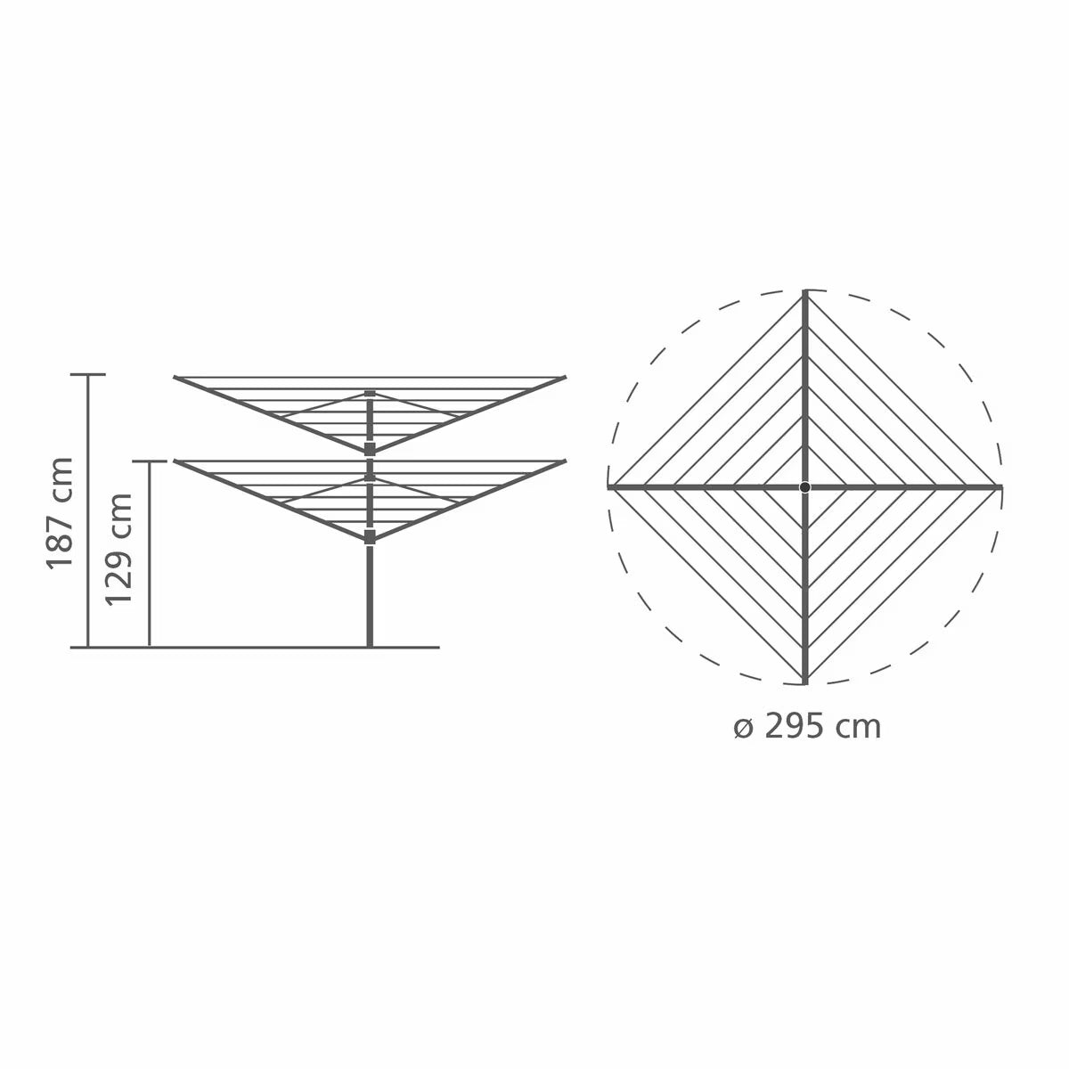 Brabantia Lift-O-Matic Rotary Airer 50m with Ground Spike & Protective Cover