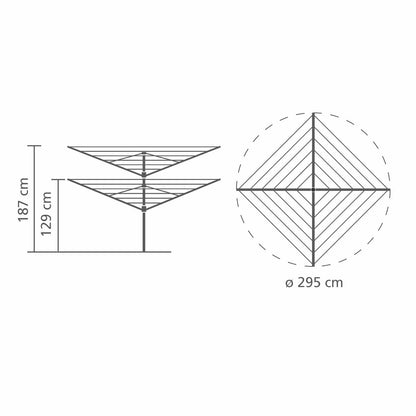 Brabantia Lift-O-Matic Rotary Airer 50m with Ground Spike & Protective Cover