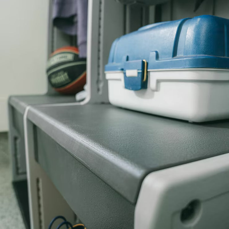 Double Storage Locker | 53.8L Bench Storage | 6 Metal Hooks | UV-Protected | Lifetime