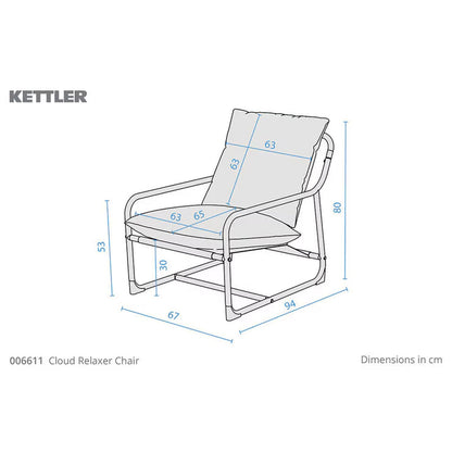 Kettler Cloud Relaxer Chair | RainSafe Cushion | Steel Frame | H80cm | Outdoor Garden Chair
