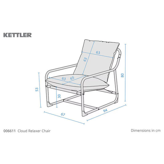 Kettler Cloud Relaxer Chair | RainSafe Cushion | Steel Frame | H80cm | Outdoor Garden Chair