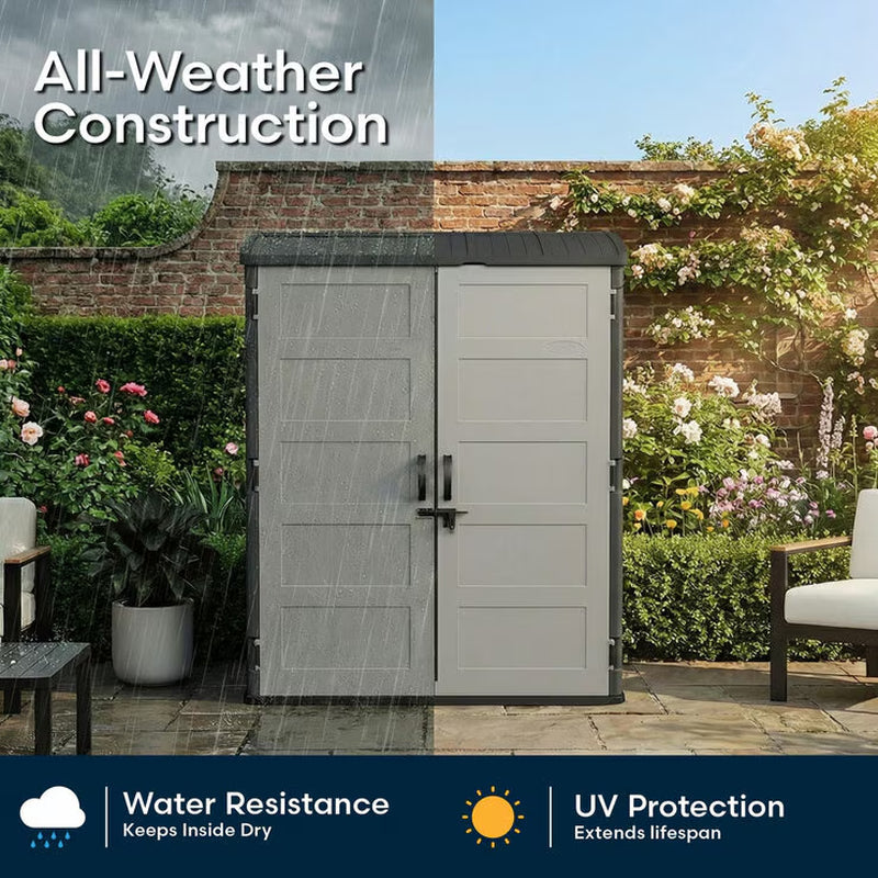 Suncast Extra Large Vertical Storage Shed | 3,000 Litre | UV-Protected Resin | Padlockable | H197 x W179 x D112cm