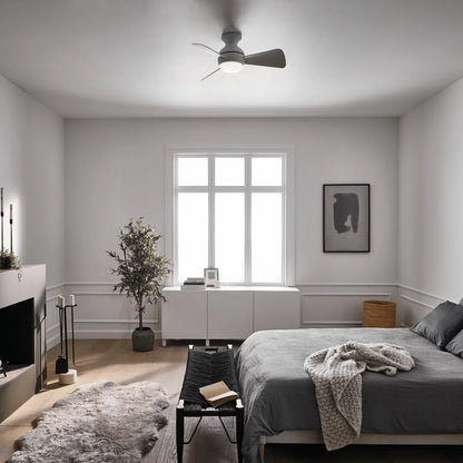Kichler Sola 86cm Ceiling Fan | 3-Blade | AC Motor | Dimmable LED | Remote Control | Nickel & White