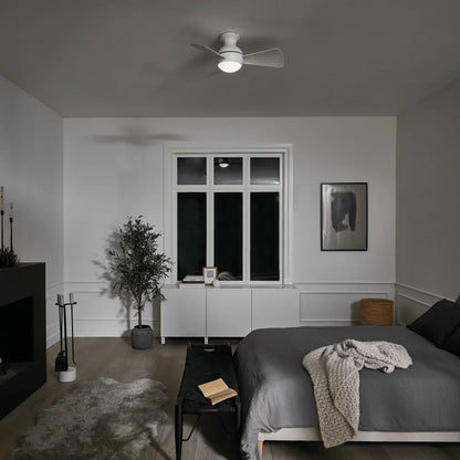 Kichler Sola 86cm Ceiling Fan | 3-Blade | AC Motor | Dimmable LED | Remote Control | Nickel & White