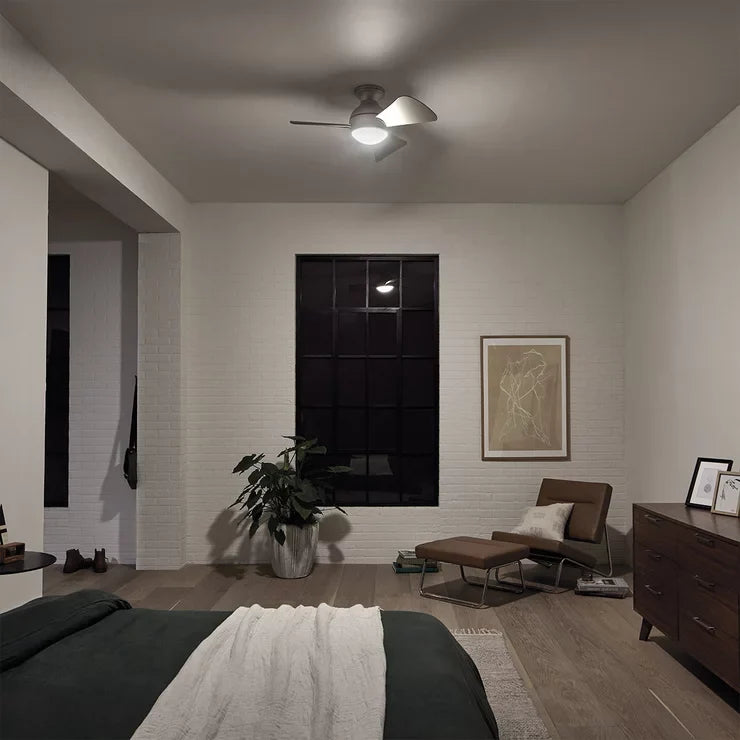Kichler Sola 86cm Ceiling Fan | 3-Blade | AC Motor | Dimmable LED | Remote Control | Nickel & White