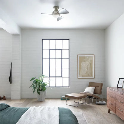 Kichler Sola 86cm Ceiling Fan | 3-Blade | AC Motor | Dimmable LED | Remote Control | Nickel & White