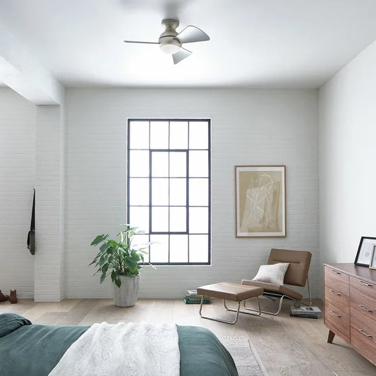 Kichler Sola 86cm Ceiling Fan | 3-Blade | AC Motor | Dimmable LED | Remote Control | Nickel & White