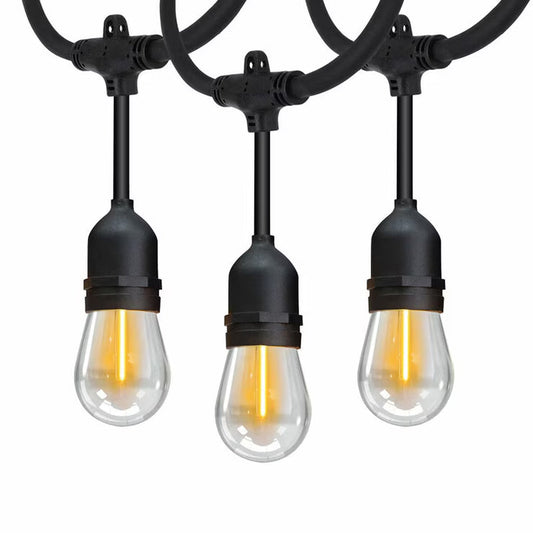 Feit Electric LED Outdoor String Lights | 14.6m | 24 Sockets | IP44 | S14 Filament Bulbs | Indoor & Outdoor