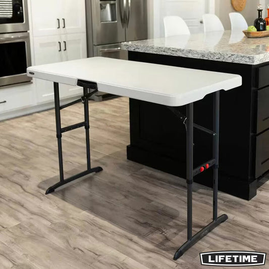 Lifetime 4ft Adjustable Height Folding Table | 122cm | 3 Height Settings | Indoor & Outdoor
