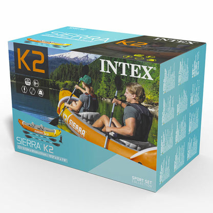 Intex Sierra K2 Inflatable Kayak Set | 2-Person | 312cm | 180kg Capacity | Paddles & Pump Included