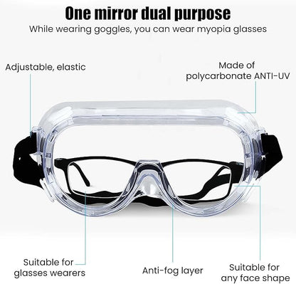 Manissa Sealed Safety Goggles | Anti-Fog | Pack of 10 | CE EN 166 Certified