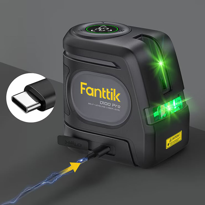 Fanttik D100 PRO Laser Level & Tripod Bundle | Green Laser | ±2mm Accuracy | 30m Range | Rechargeable