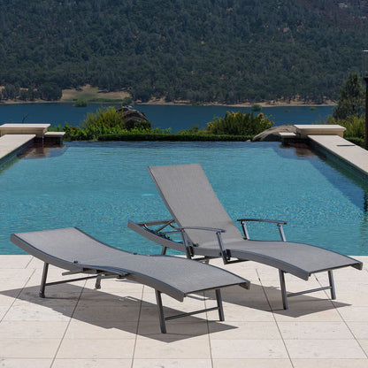 Sunvilla Sling Wave Sun Lounger with Folding Arms - Set of 2
