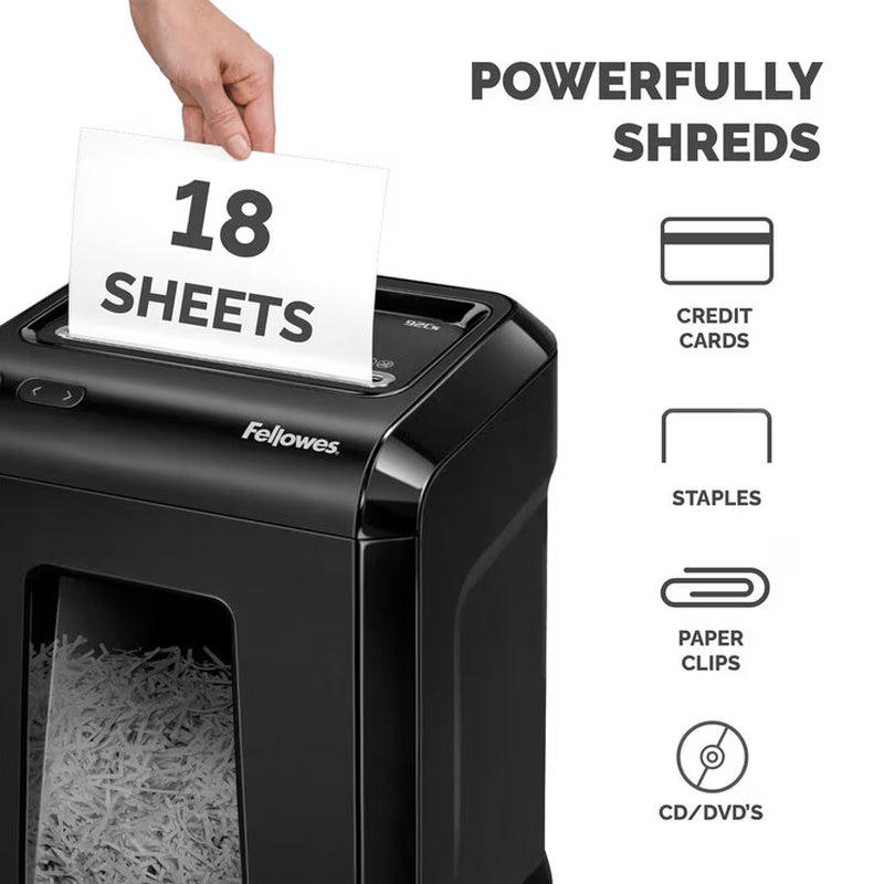 Fellowes 92Cs Cross-Cut Paper Shredder | 18 Sheet | P-4 Security | Silent Shred | 25L Bin