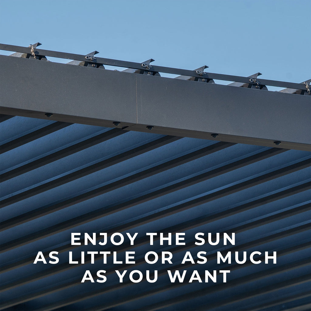 4.3m x 3.1m (14ft x 10ft) Evanston Wall Mounted Louvered Pergola