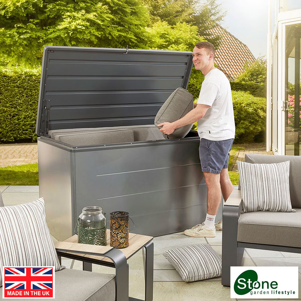 Stone Garden 5Ft 2" X 2Ft 8" (1.6 X 0.8M) 1,200 Litre Steel Deck Box