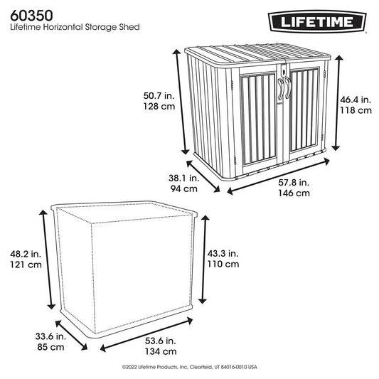Lifetime 5Ft X 3Ft (1.5 X 0.9M) Horizontal Wood Look 1,300 Litre Storage Shed - Model 60350