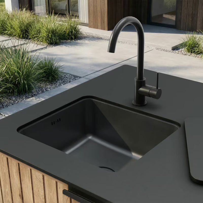 Keter Compact Outdoor Garden Kitchen | HPL Countertop | Sink | 3 Drawers | Fridge Space