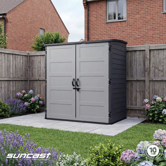 Suncast Extra Large Vertical Storage Shed | 3,000 Litre | UV-Protected Resin | Padlockable | H197 x W179 x D112cm