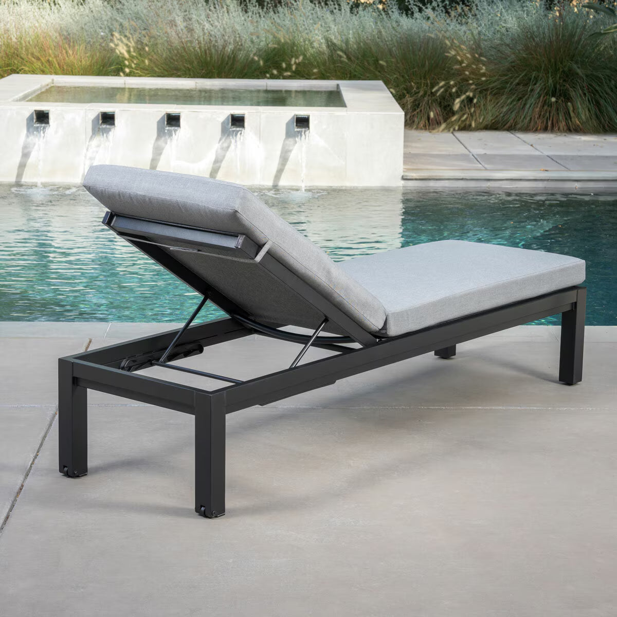 SunVilla Cinder Cushioned Chaise Lounger Set of 2 | Adjustable Reclining | Rust-Resistant Aluminium | Outdoor Patio
