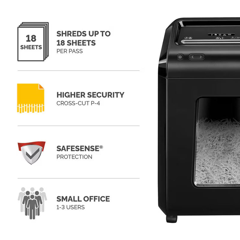 Fellowes 92Cs Cross-Cut Paper Shredder | 18 Sheet | P-4 Security | Silent Shred | 25L Bin