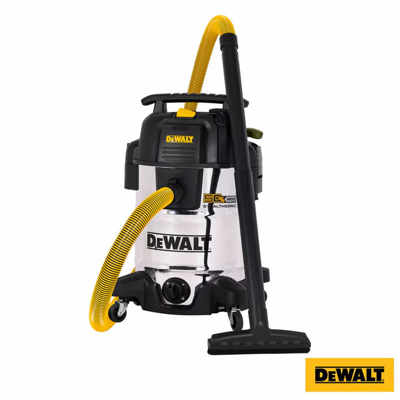 DEWALT 45L Quiet Wet & Dry Vacuum | 750W | 65dB | 2.1m Hose | Stainless Steel