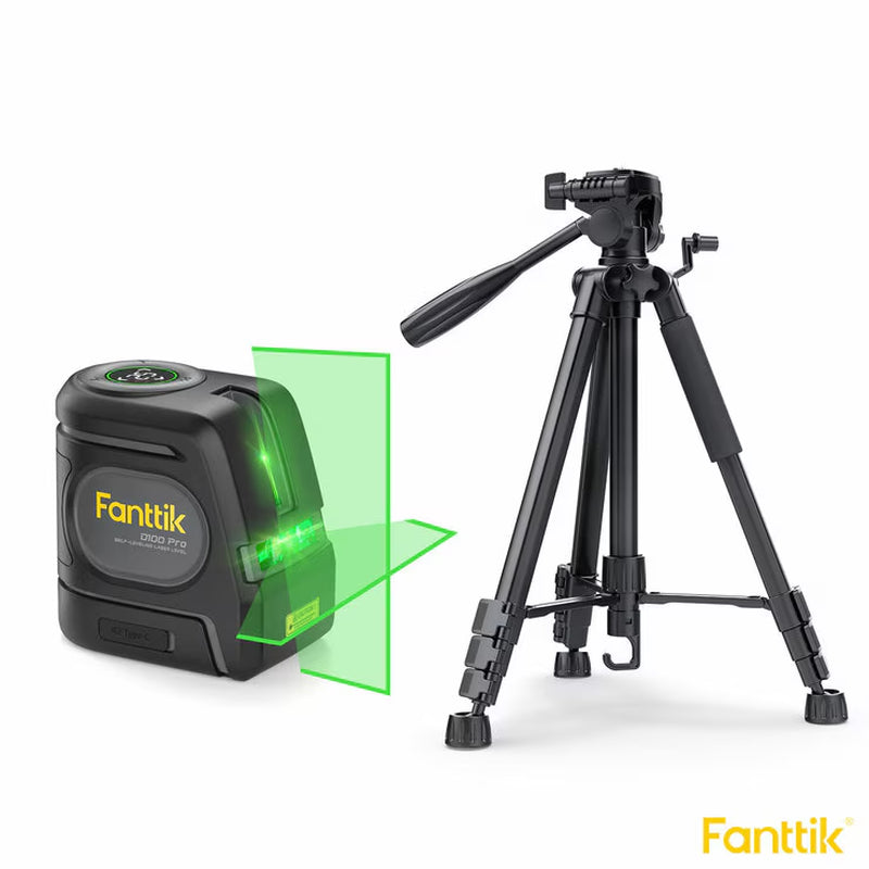 Fanttik D100 PRO Laser Level & Tripod Bundle | Green Laser | ±2mm Accuracy | 30m Range | Rechargeable