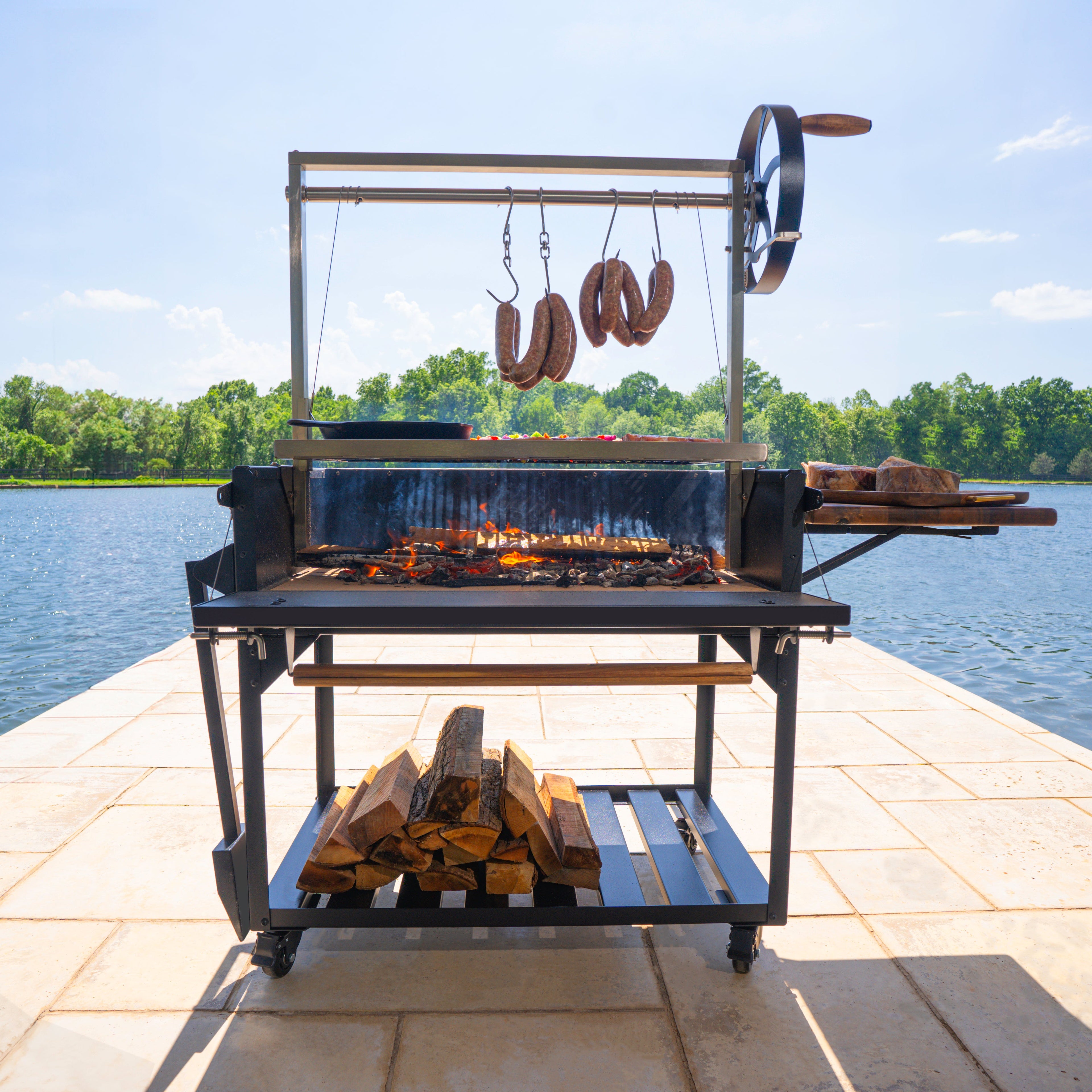 Argentine/Santa Maria Heritage BBQ Grill with Wood Fire and Charcoal Grill