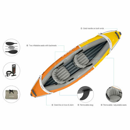 Intex Sierra K2 Inflatable Kayak Set | 2-Person | 312cm | 180kg Capacity | Paddles & Pump Included