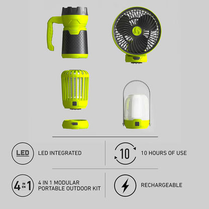Artika Campa 4-in-1 Portable Outdoor Kit | Fan, Lantern, Torch & Bug Zapper | 10Hr Battery | USB-C