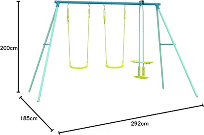 TP Triple Metal Swing Set with Glider Swing Seat