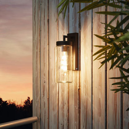 Bovolone Exterior Wall Light | 1-Light | IP44 | E27 | Black | Clear Glass