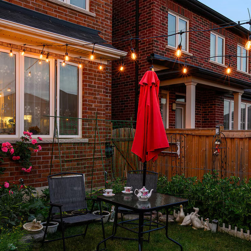 Feit Electric LED Outdoor String Lights | 14.6m | 24 Sockets | IP44 | S14 Filament Bulbs | Indoor & Outdoor