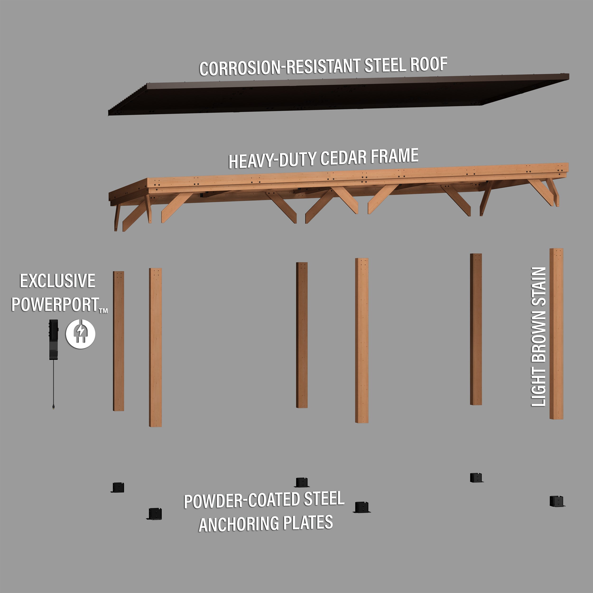 6.2m x 3.7m (20ft x 12ft) Kingsport Carport